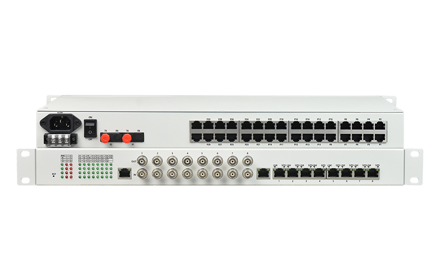 飛暢科技-32路電話+8E1+8FE物理隔離（1+1光備份，19英寸）電話光端機